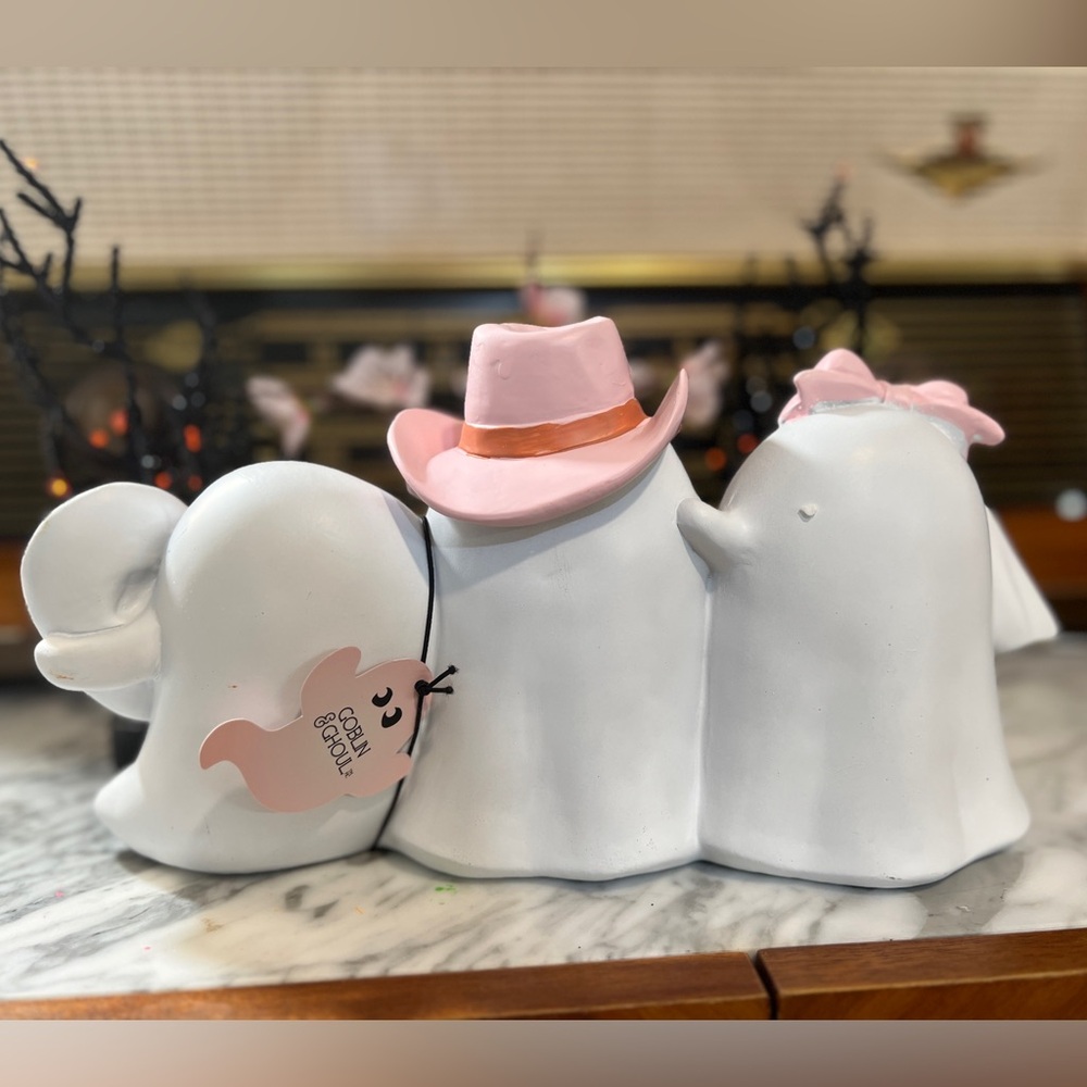 ✨NEW👻Goblin and Ghoul Let’s go Ghouls! Pink Cowboy Ghost Trio Decor👻 - Picture 8 of 11